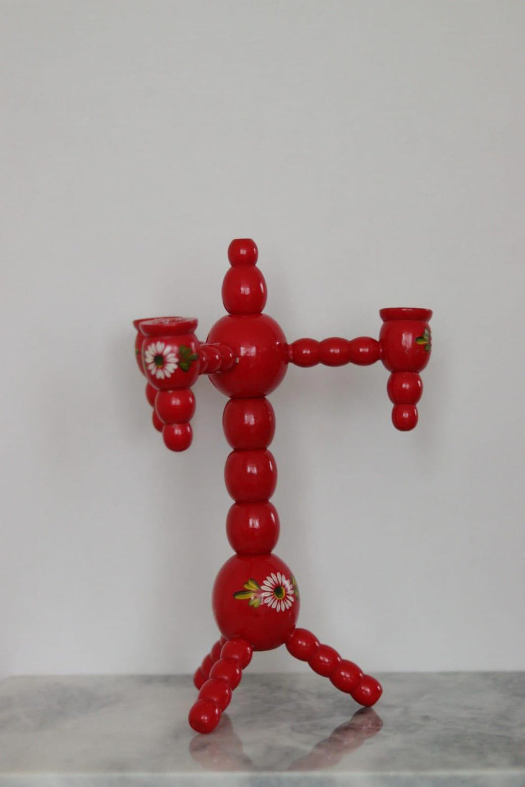 Three-Arm Swedish Bobbin Candelabra