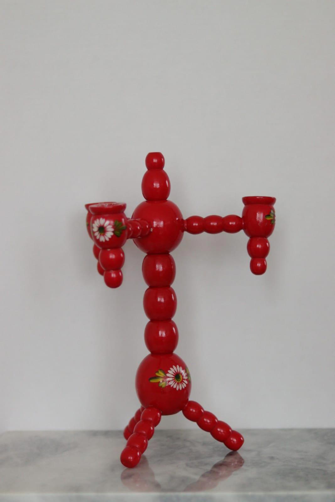 Three-Arm Swedish Bobbin Candelabra
