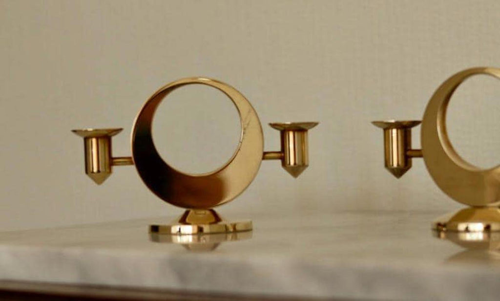 Pair of Swedish Brass Candle Holders by Arthur Pe Kolbäck