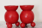 Pair of Swedish Dala Ball Candle Holder