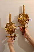 Pair of Mid-century Swedish Bronze Sconces "Knife in North Star"