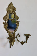 Mid Century Swedish Brass Sconce with Mirror
