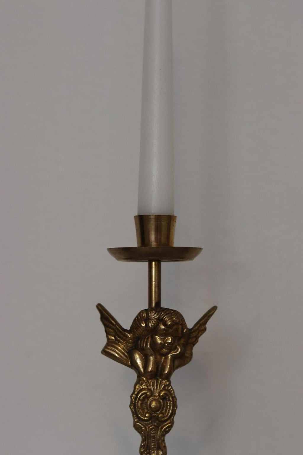 Pair of Vintage Swedish  Brass Angel Candle Holders