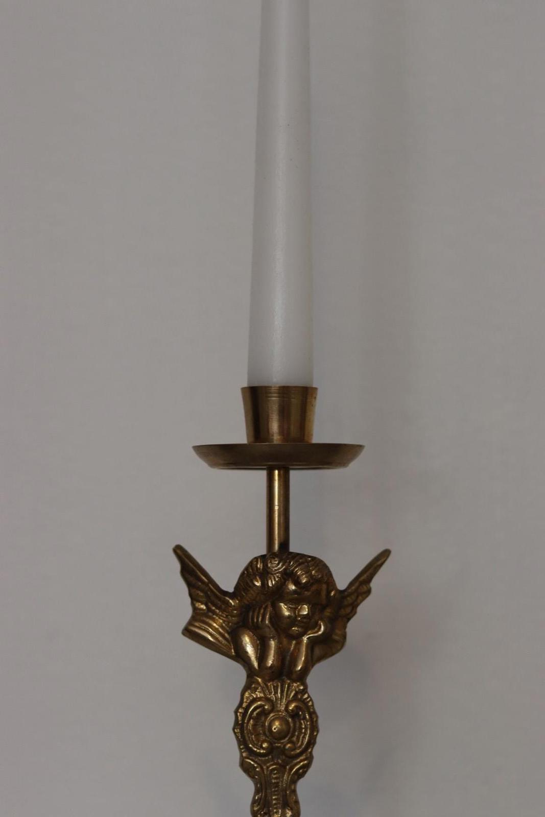 Pair of Vintage Swedish  Brass Angel Candle Holders