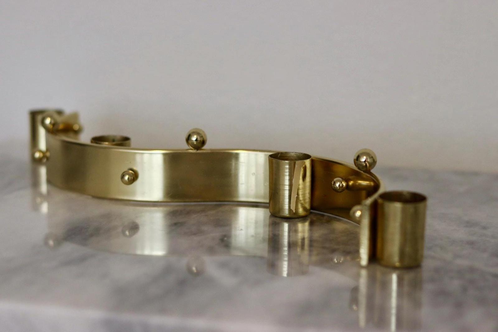 Modernist Style Curved Metal Candle Holder