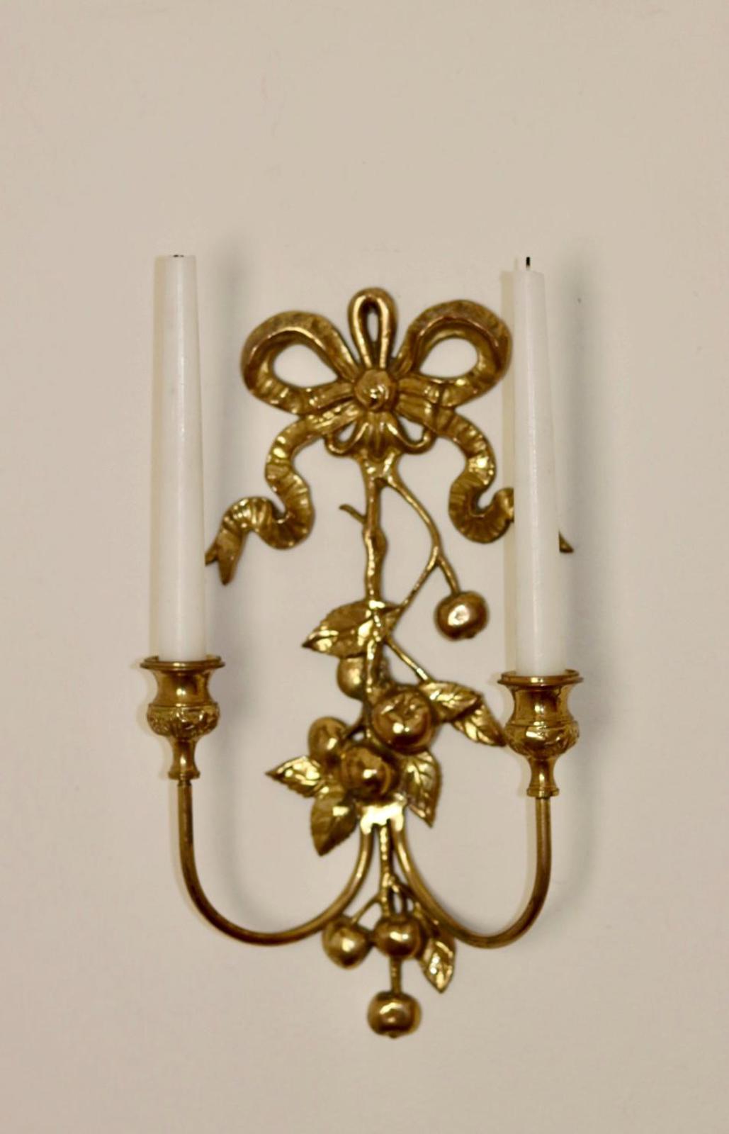 Vintage Brass Sconce For Two Candles