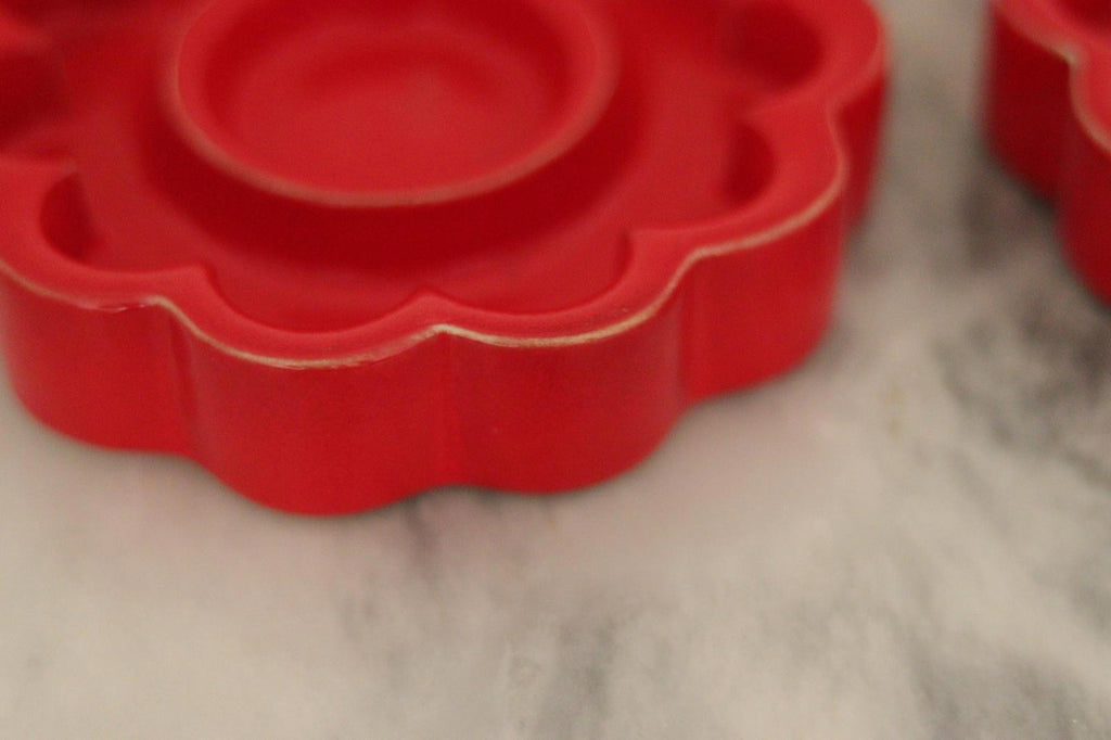 Pair of Red Swedish candle holder designed by Gustavsberg