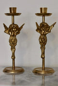 Pair of Vintage Swedish  Brass Angel Candle Holders