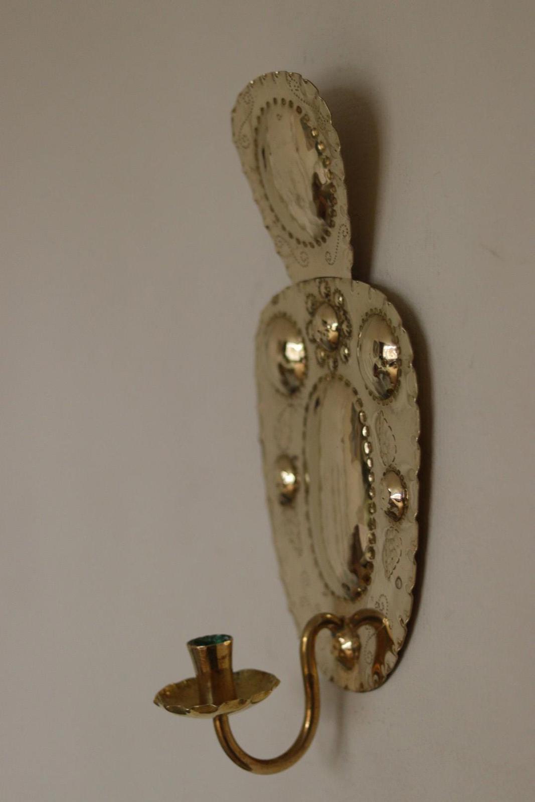 SINGLE Mid Century Swedish Brass Sconce