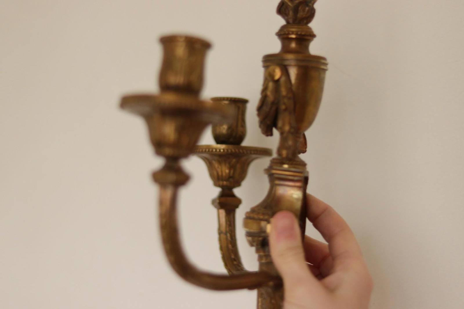 SINGLE Mid Century  Gustavian Style Brass Sconce