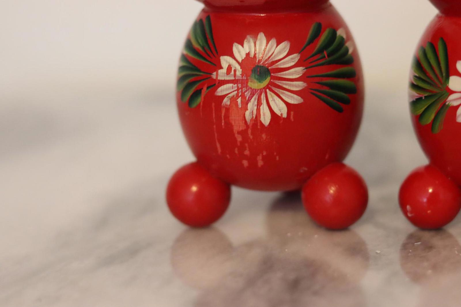 Pair of Swedish Dala Ball Candle holders