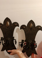 Pair of Brutalist Style Copper Sconces