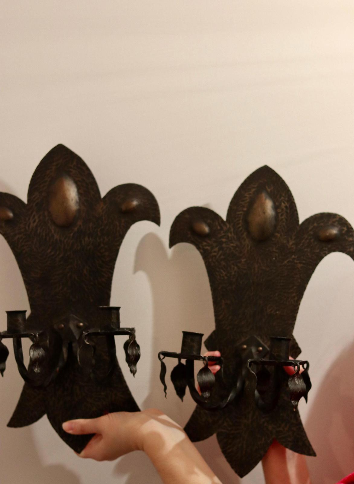 Pair of Brutalist Style Copper Sconces