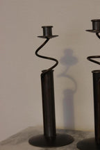 Pair of Vintage Swedish Sculptural Wrought Iron Candle Holders