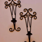 Pair of vintage black metal sconces