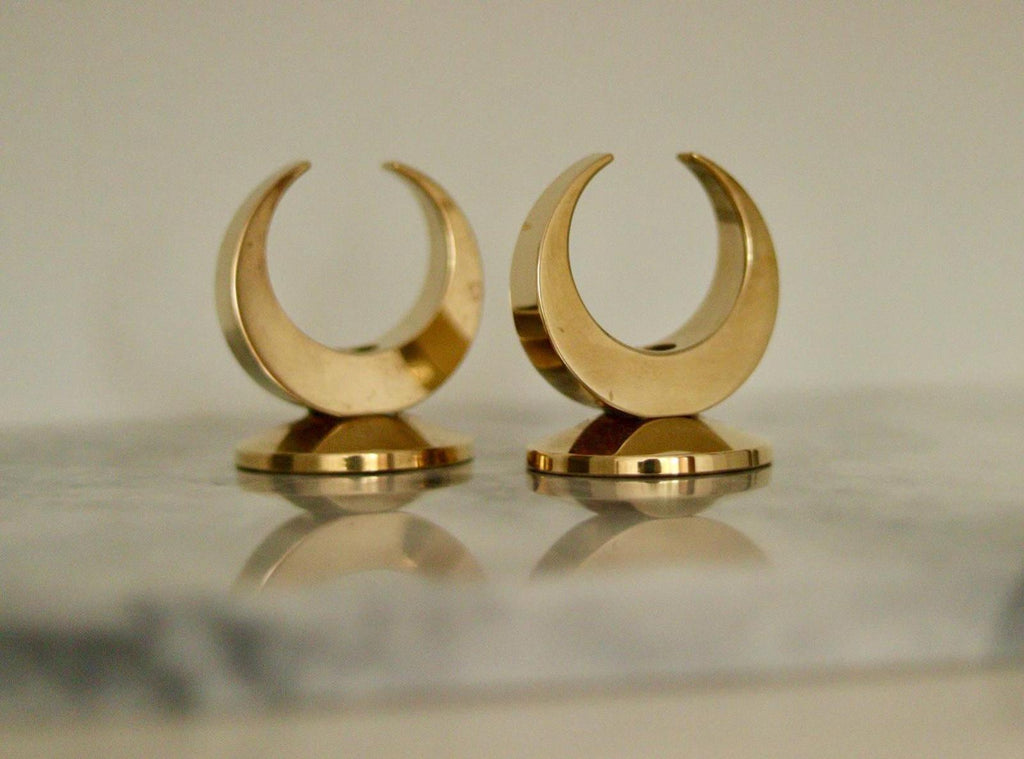 Pair of Mid-Century Swedish Brass Candle Holders by Arthur Pe Kolbäck
