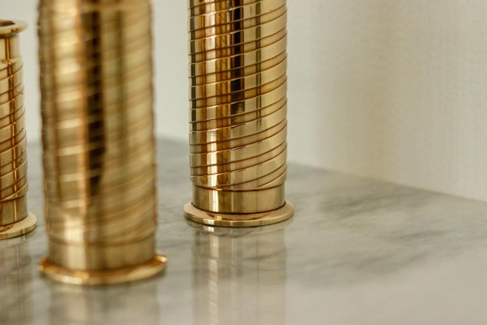 Trio of Mid-Century Swedish Brass Candle Holders