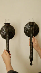 Vintage Pair of Sconces with Black Coating