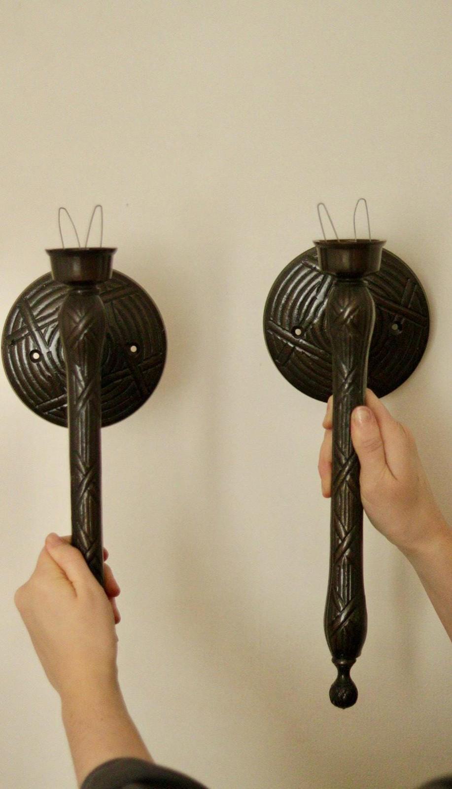 Vintage Pair of Sconces with Black Coating
