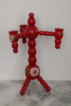 Three-Arm Swedish Bobbin Candelabra