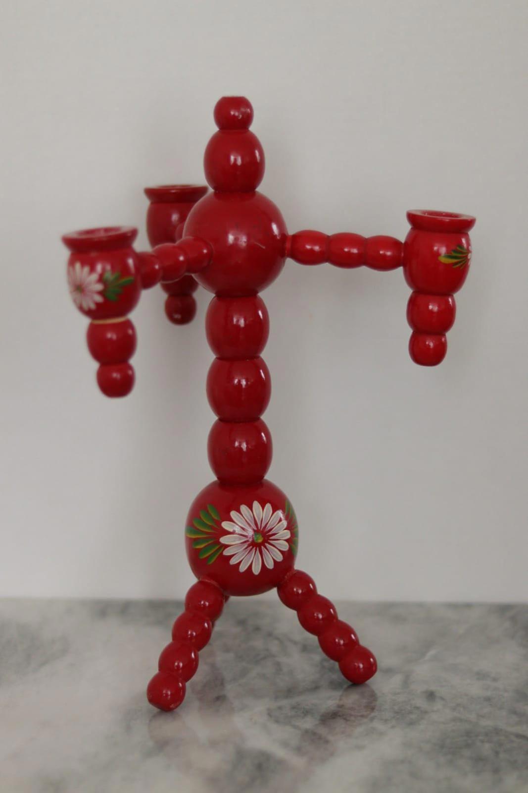 Three-Arm Swedish Bobbin Candelabra