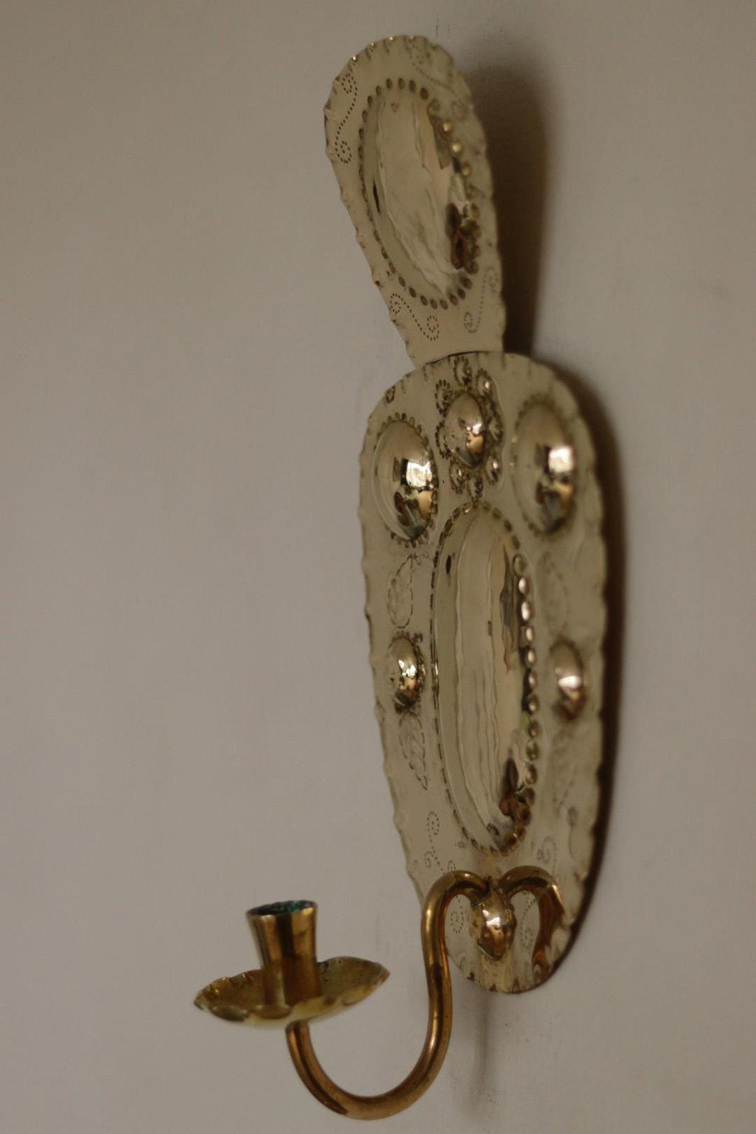 SINGLE Mid Century Swedish Brass Sconce