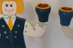 Pair of Vintage Scandinavian Folk Art Wooden Candle Holders