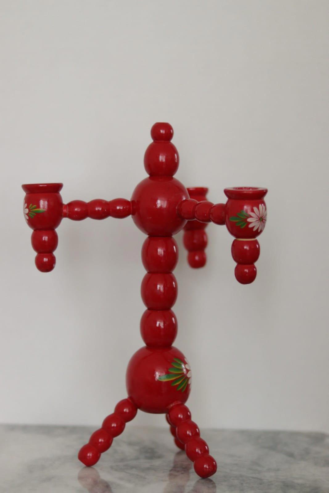 Three-Arm Swedish Bobbin Candelabra
