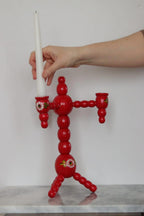 Three-Arm Swedish Bobbin Candelabra