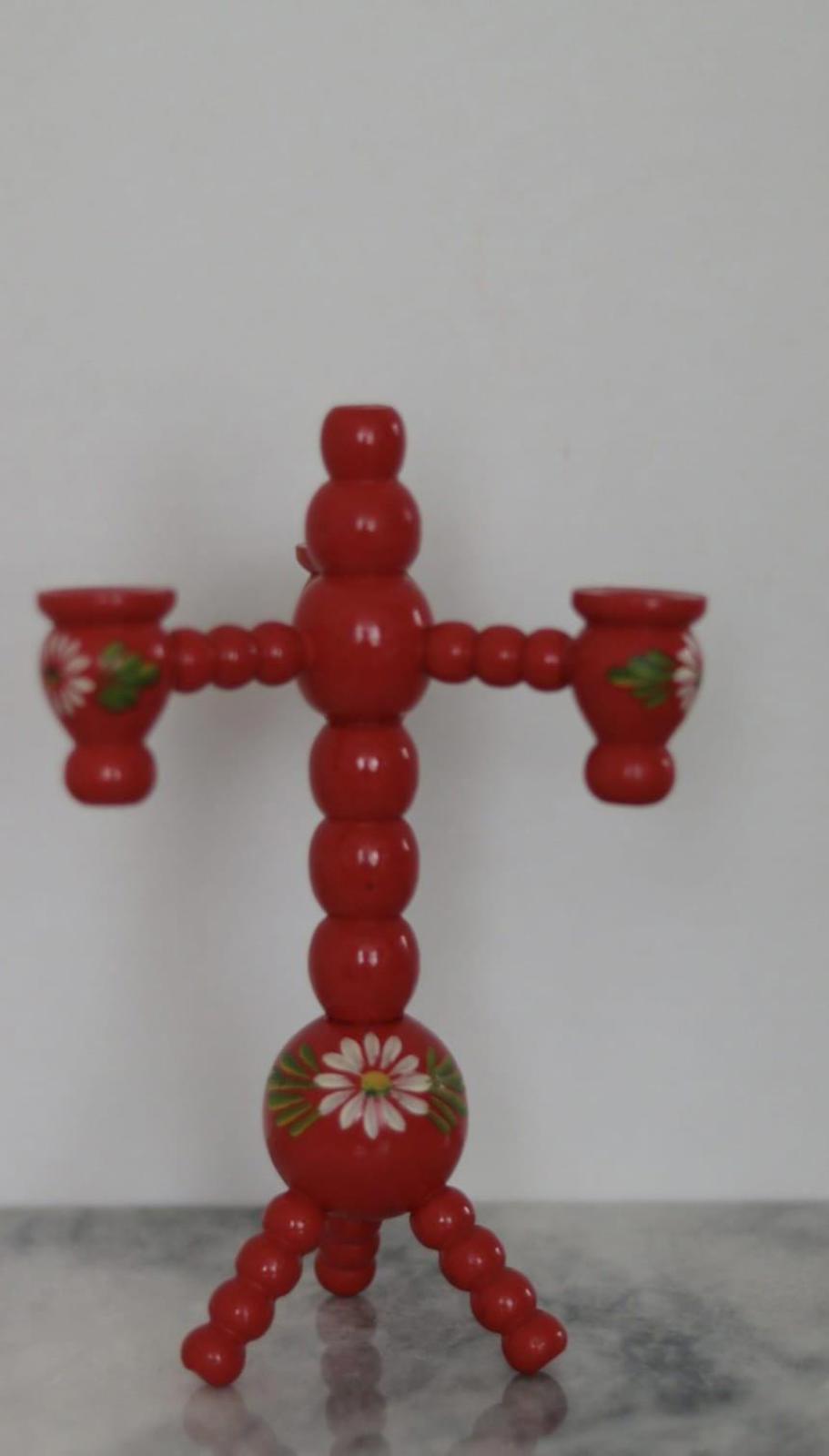 Three-Arm Swedish Bobbin Candelabra