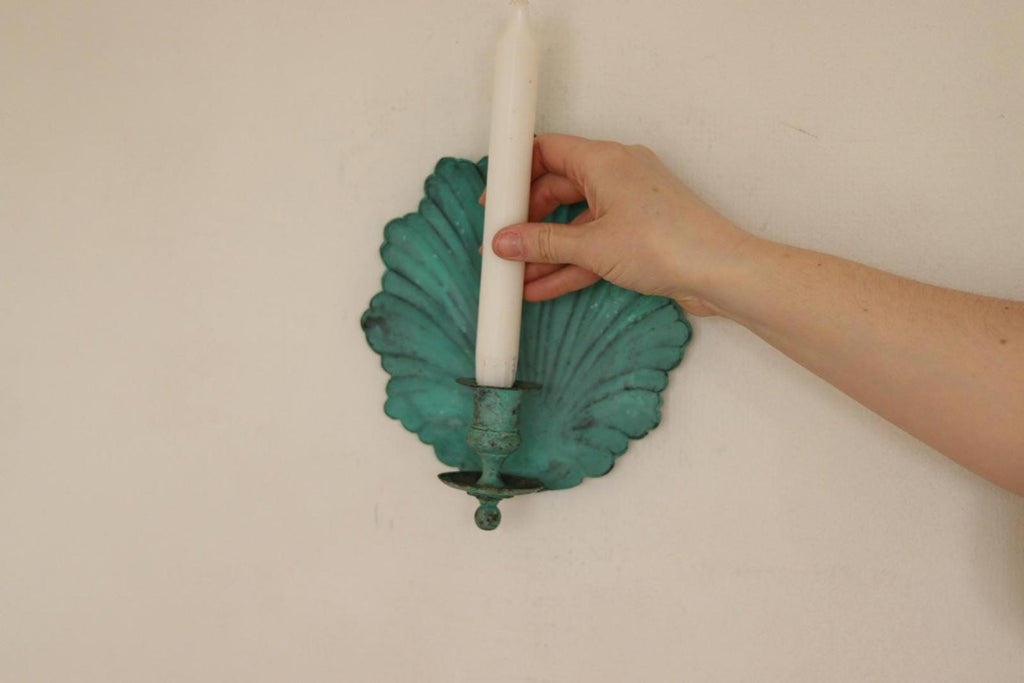 SINGLE Mid Century Swedish Brass Sconce in Verdigris Finish
