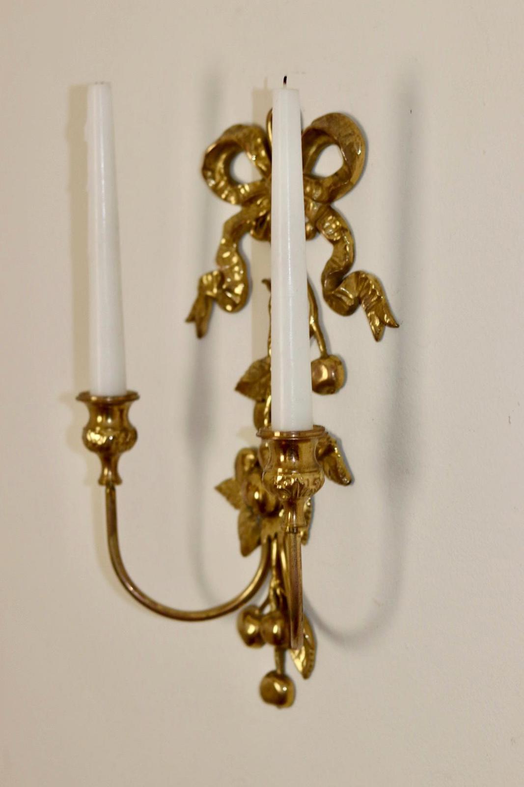 Vintage Brass Sconce For Two Candles