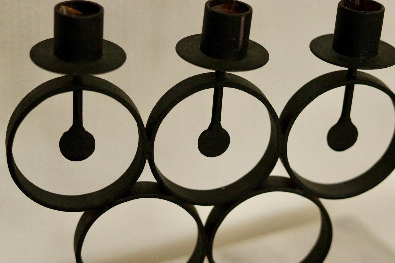 Vintage Metal Candelabra with Black Coating