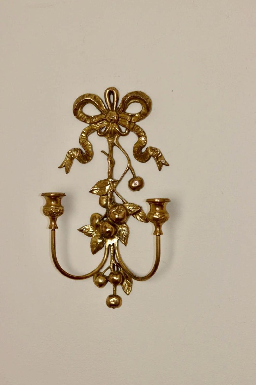 Vintage Brass Sconce For Two Candles
