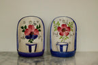 Hand-Painted Vintage Ceramic Wall Candle Holders – Floral Folk Art Pair