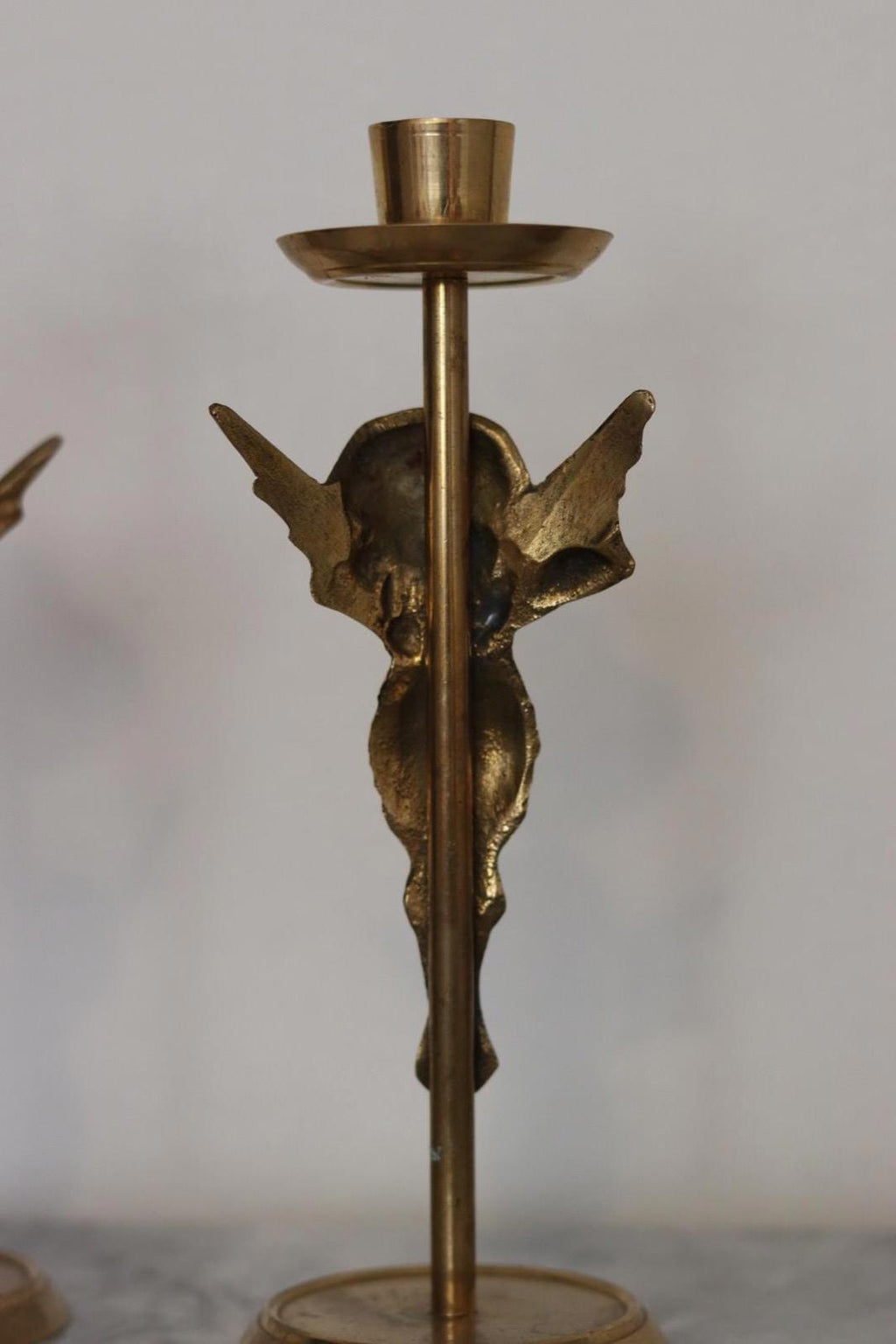 Pair of Vintage Swedish  Brass Angel Candle Holders