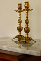 Pair of Mid-Century Swedish Brass Candle Holders