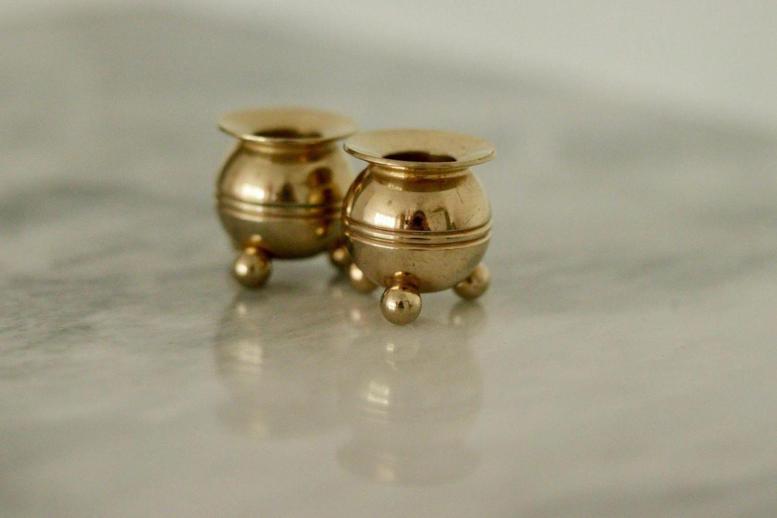 Pair of Mid-Century Swedish Brass Candle Holders by Skultuna