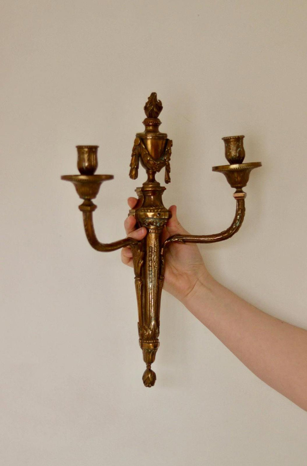SINGLE Mid Century  Gustavian Style Brass Sconce