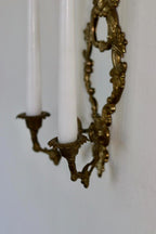 Mid Century Swedish Brass Sconce with Mirror