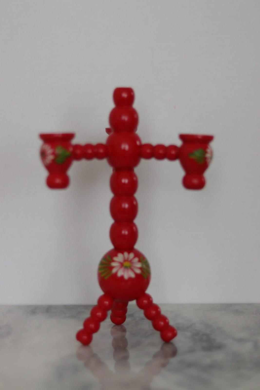 Three-Arm Swedish Bobbin Candelabra
