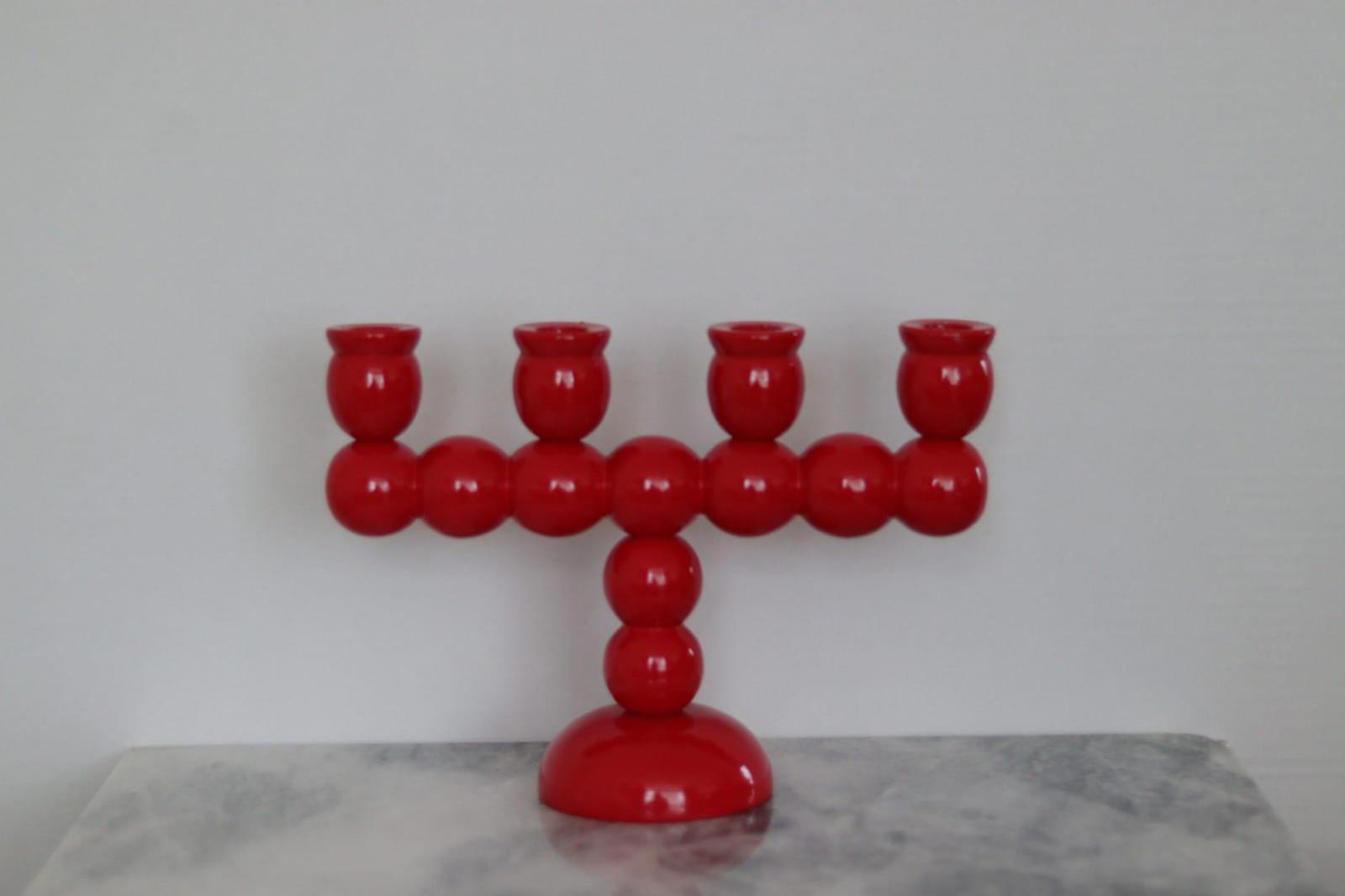 Four-Arm Swedish Bobbin Candelabra