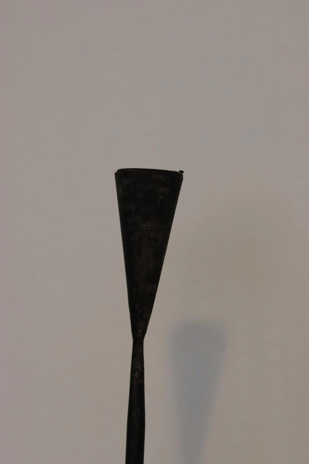 Pair of Swedish Vintage Hand-Forged Iron Candle Holders – Rustic Modern Loop-Base