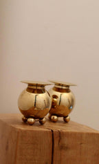 Pair of Mid-Century Swedish Brass Candle Holders