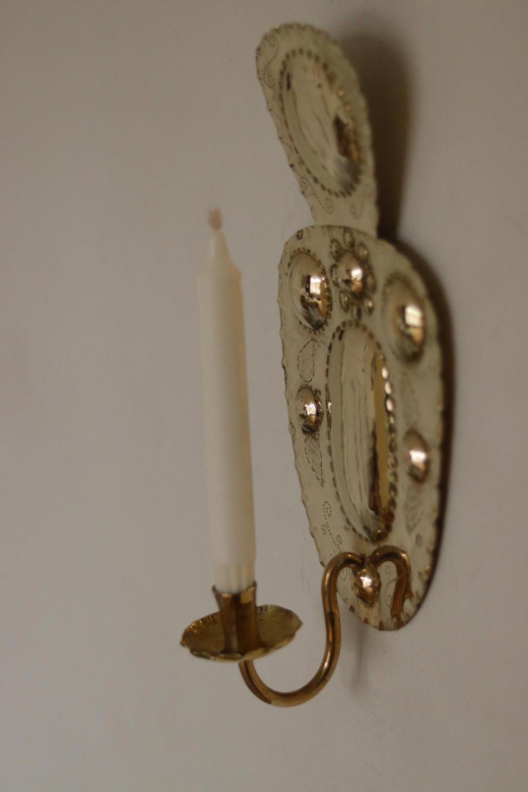 SINGLE Mid Century Swedish Brass Sconce