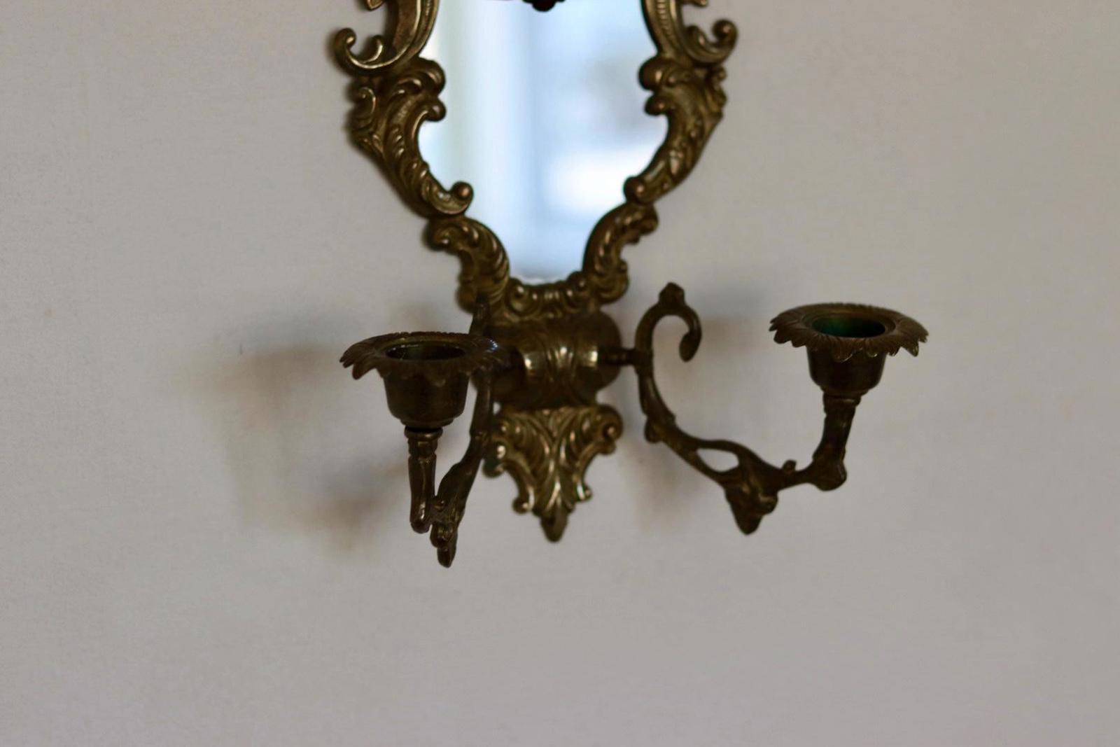 Mid Century Swedish Brass Sconce with Mirror