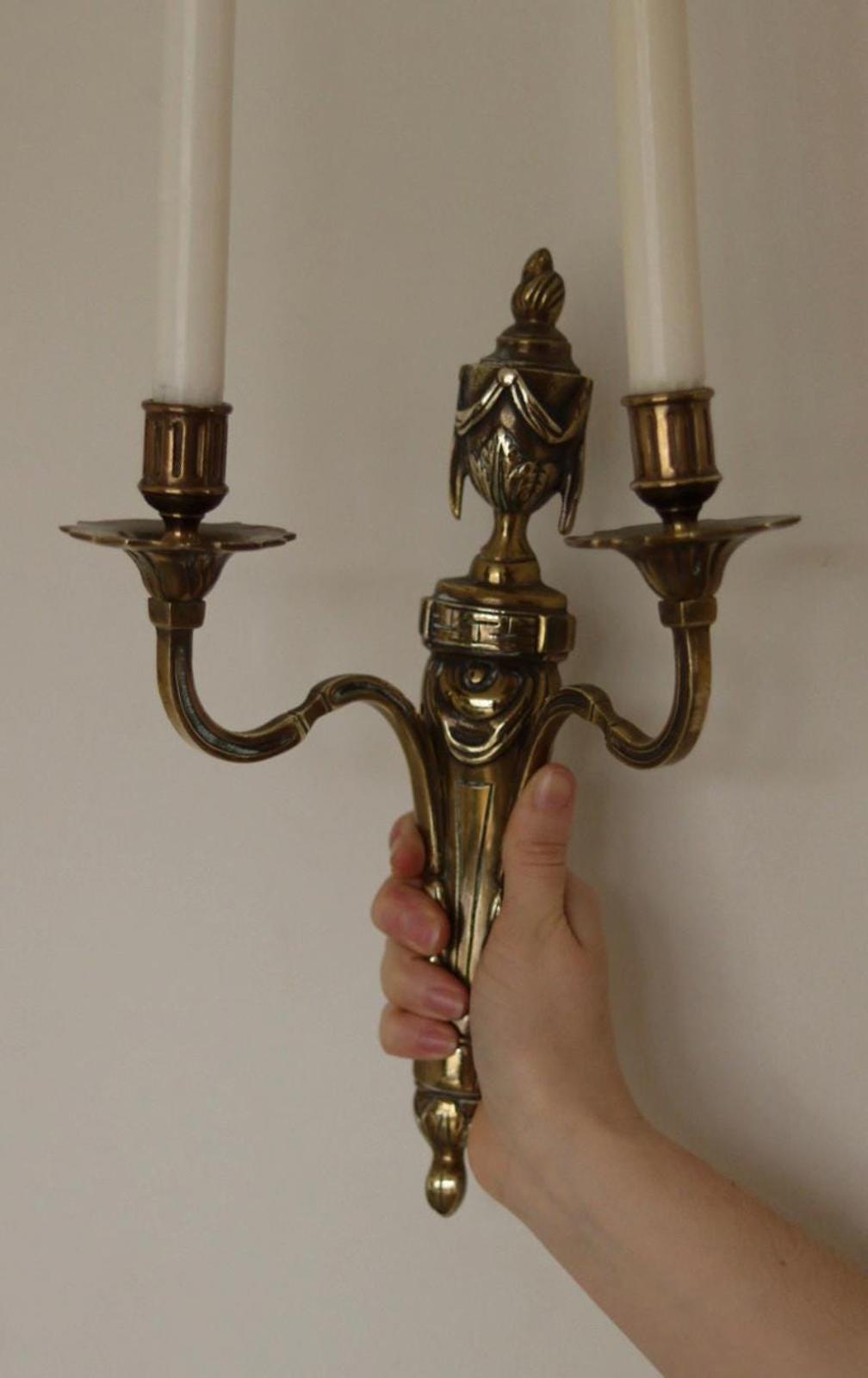 SINGLE Mid Century Gustavian Style  Brass Sconce
