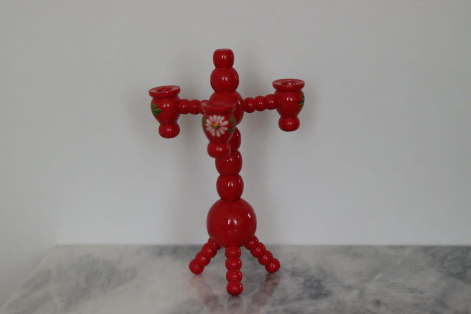 Three-Arm Swedish Bobbin Candelabra