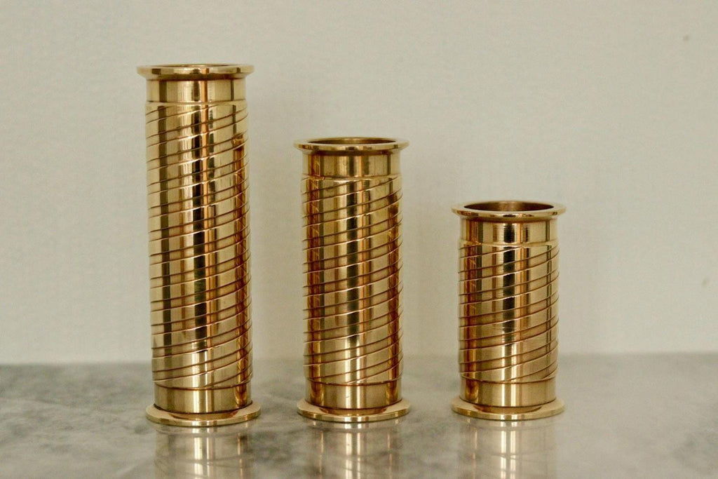 Trio of Mid-Century Swedish Brass Candle Holders