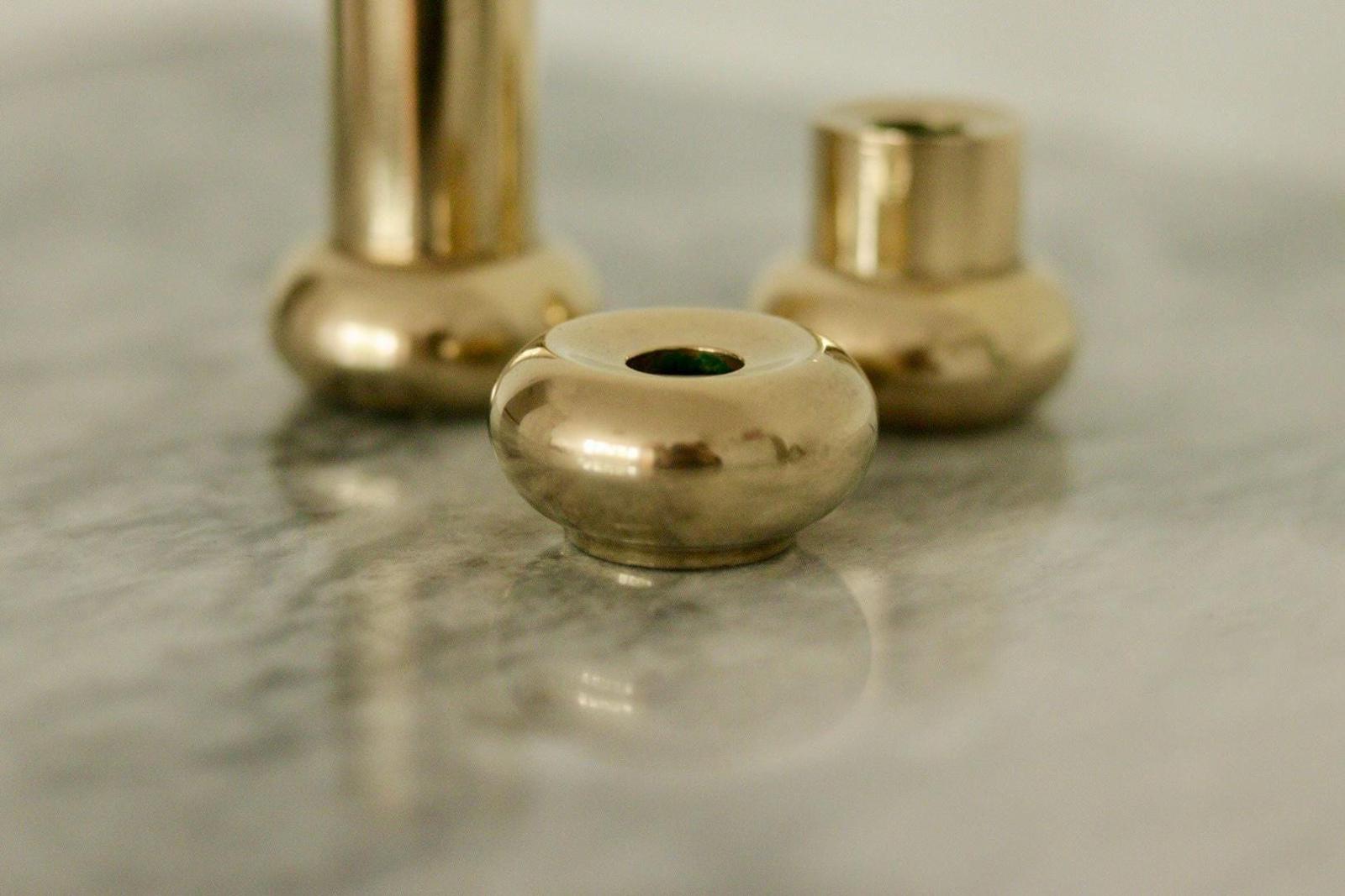 Trio of Mid-Century Swedish Brass Candle Holders